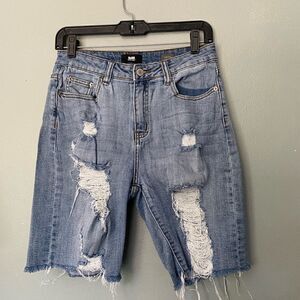 l&dM High Rise Bermuda Jean Shorts M
